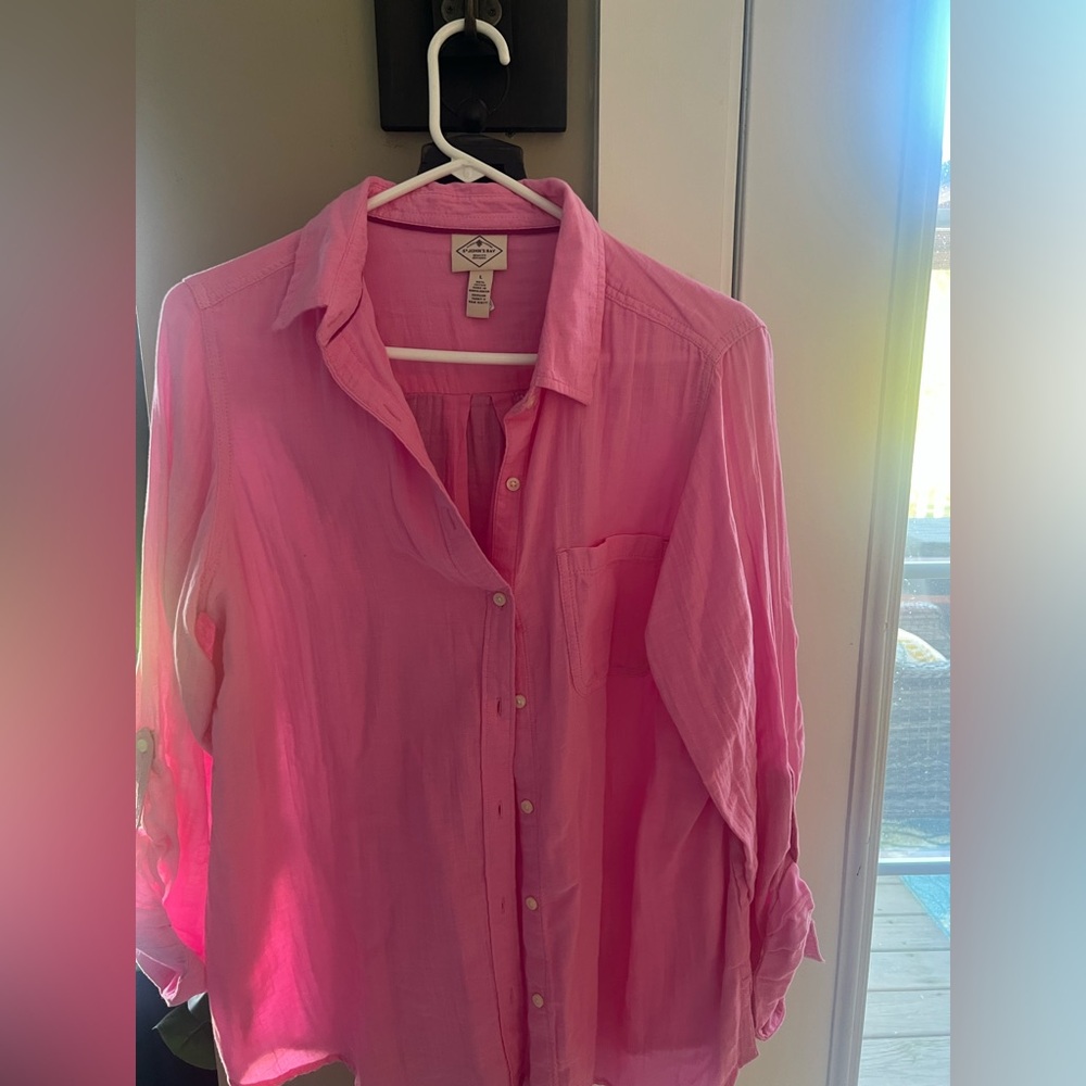 Hot pink button-down shirt